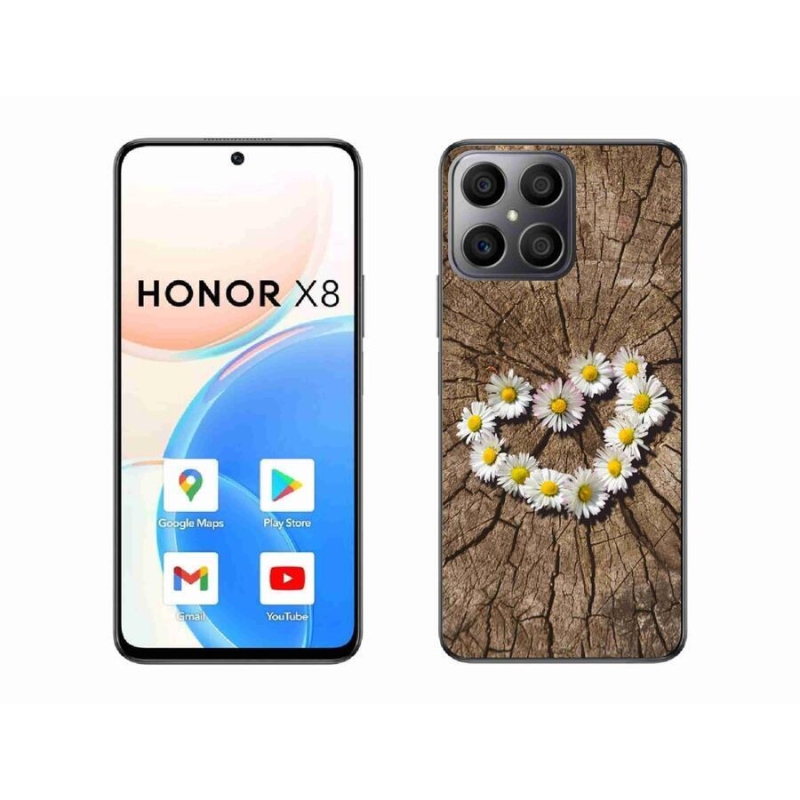 Gélový kryt mmCase na mobil Honor X8 4G - srdce z margaréty