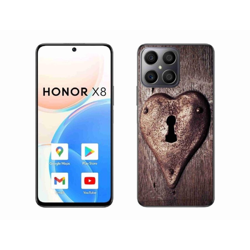 Gélový kryt mmCase na mobil Honor X8 4G - zámok v tvare srdca