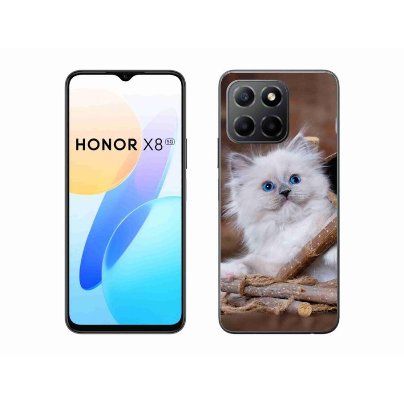 Gélový kryt mmCase na mobil Honor X8 5G/Honor 70 Lite 5G - biele mačiatko