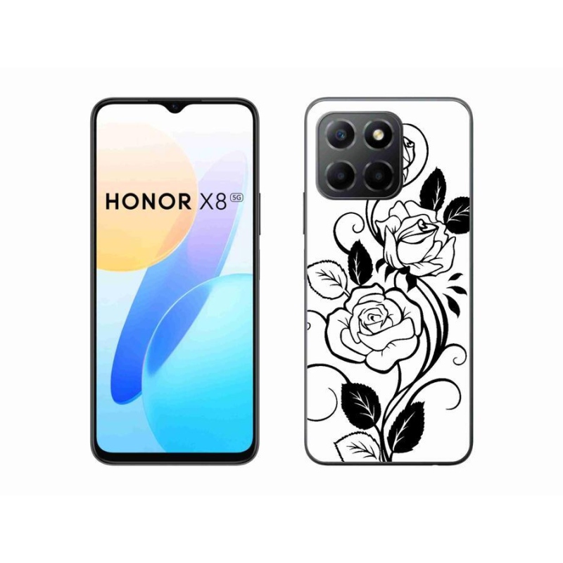 Gélový kryt mmCase na mobil Honor X8 5G/Honor 70 Lite 5G - čiernobiela ruža