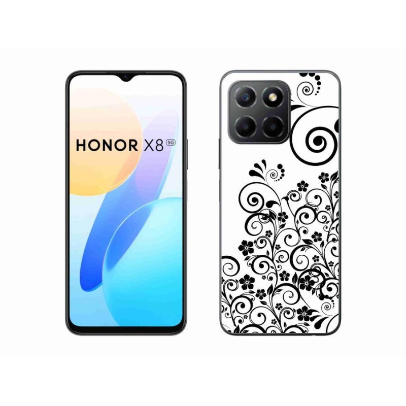 Gélový kryt mmCase na mobil Honor X8 5G/Honor 70 Lite 5G - čiernobiele kvetinové vzory