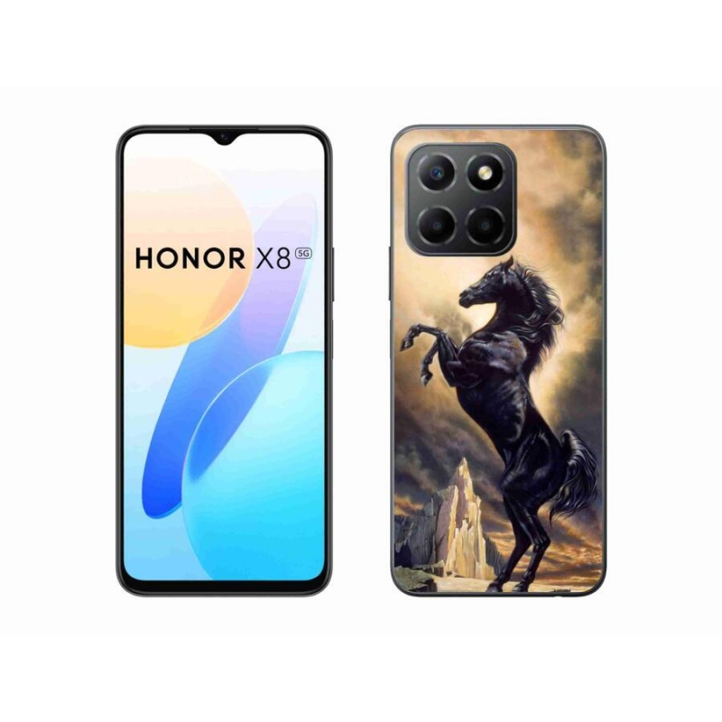 Gélový kryt mmCase na mobil Honor X8 5G/Honor 70 Lite 5G - čierny kreslený kôň