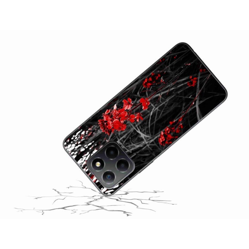 Gélový kryt mmCase na mobil Honor X8 5G/Honor 70 Lite 5G - červená rastlina