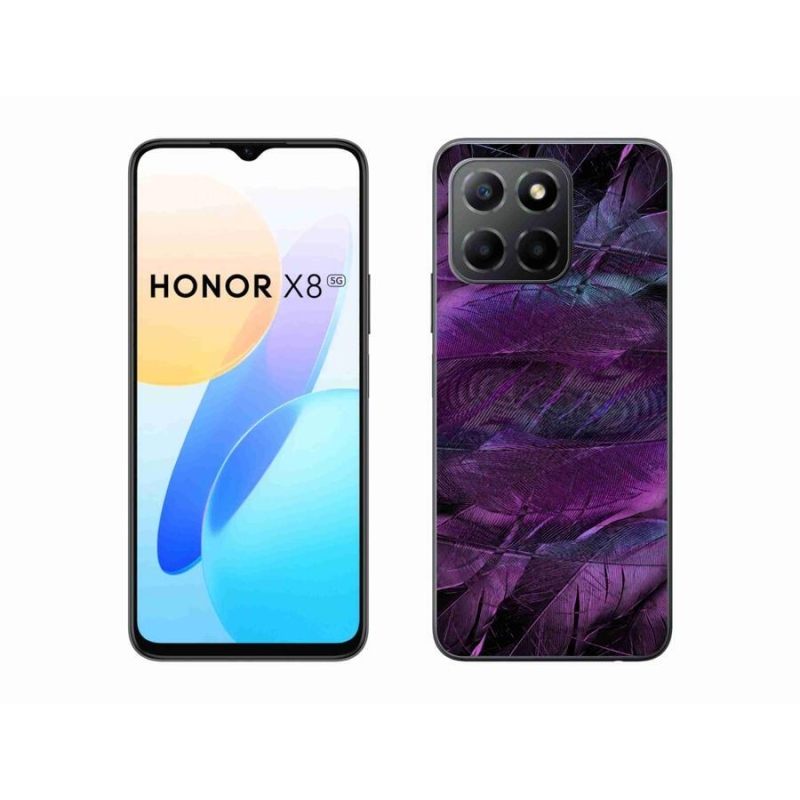Gélový kryt mmCase na mobil Honor X8 5G/Honor 70 Lite 5G - fialové pierka