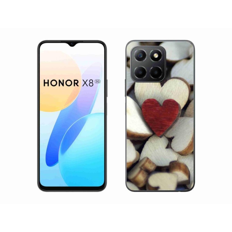 Gélový kryt mmCase na mobil Honor X8 5G/Honor 70 Lite 5G - gravírované červené srdce