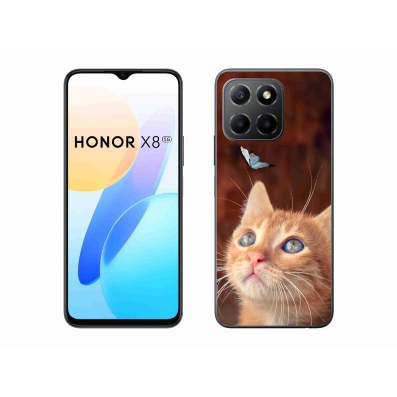 Gélový kryt mmCase na mobil Honor X8 5G/Honor 70 Lite 5G - motýľ a mačiatko
