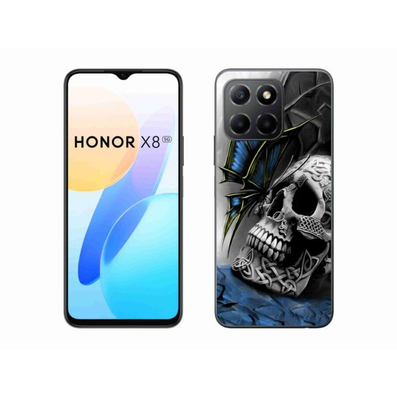 Gélový kryt mmCase na mobil Honor X8 5G/Honor 70 Lite 5G - motýľ a lebka
