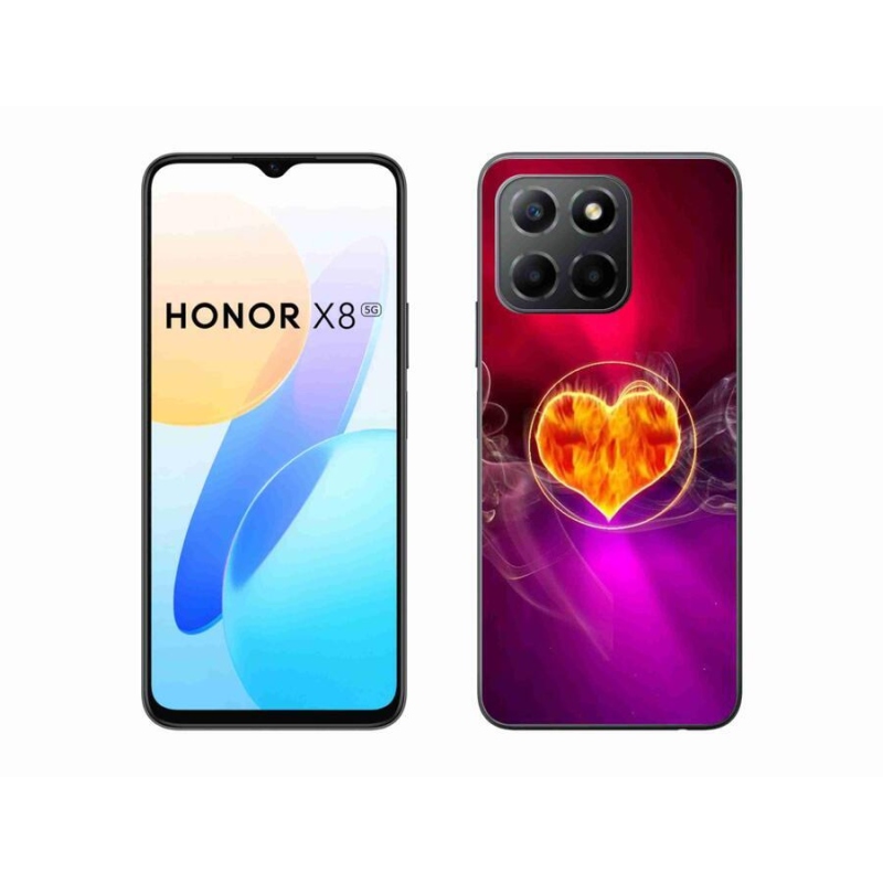 Gélový kryt mmCase na mobil Honor X8 5G/Honor 70 Lite 5G - ohnivé srdce