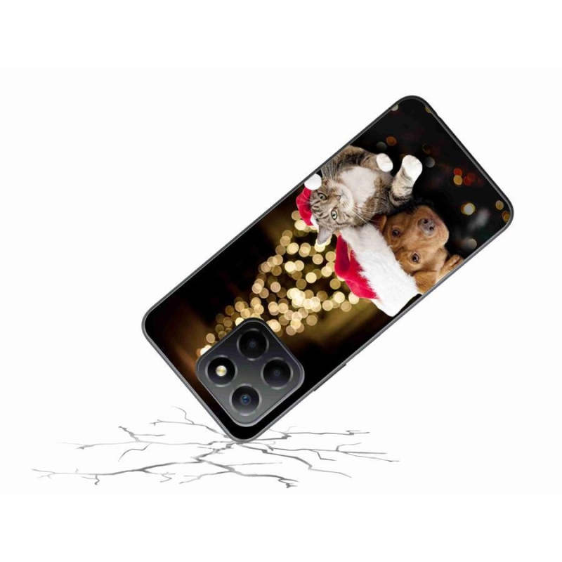 Gélový kryt mmCase na mobil Honor X8 5G/Honor 70 Lite 5G - vianočný pes a mačka