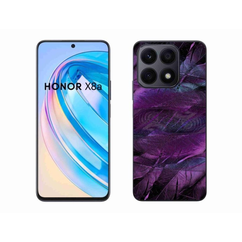 Gélový kryt mmCase na mobil Honor X8a - fialové pierka