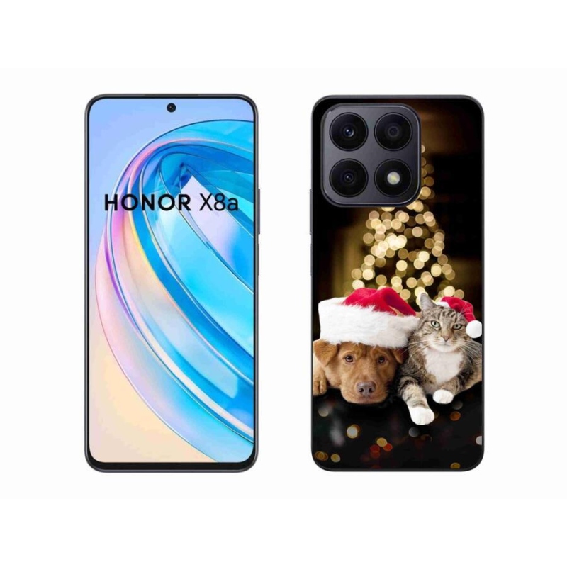 Gélový kryt mmCase na mobil Honor X8a - vianočný pes a mačka