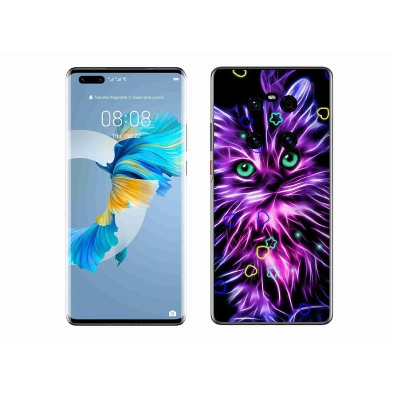 Gélový kryt mmCase na mobil Huawei Mate 40 Pro - abstraktná mačka