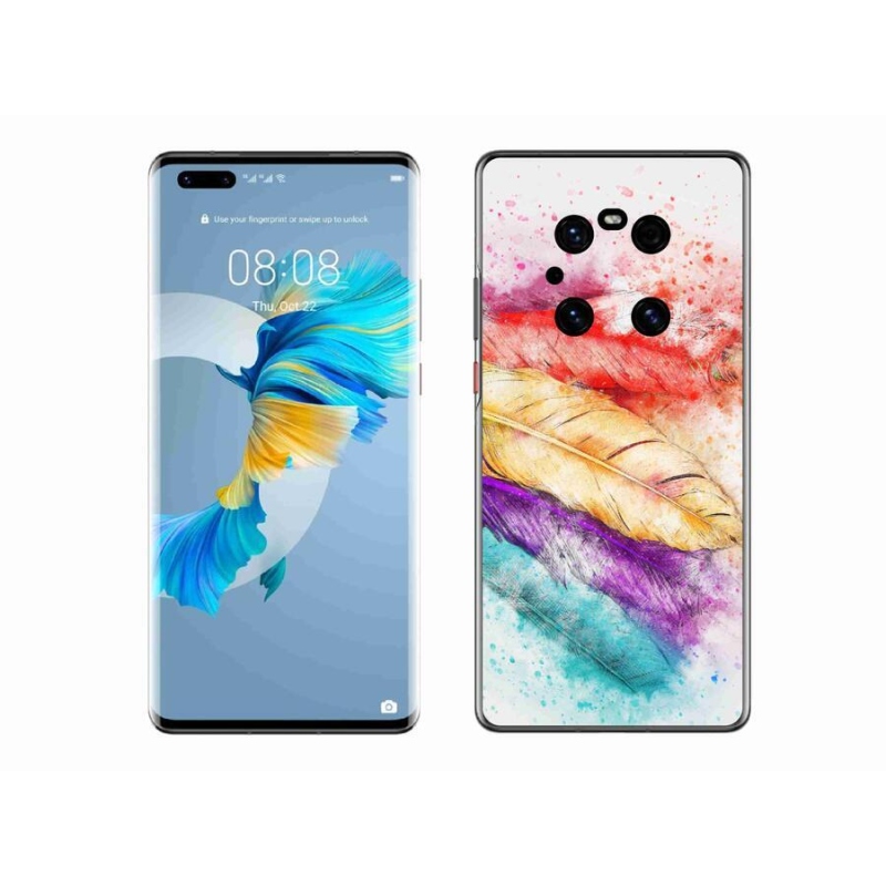 Gélový kryt mmCase na mobil Huawei Mate 40 Pro - farebné perie