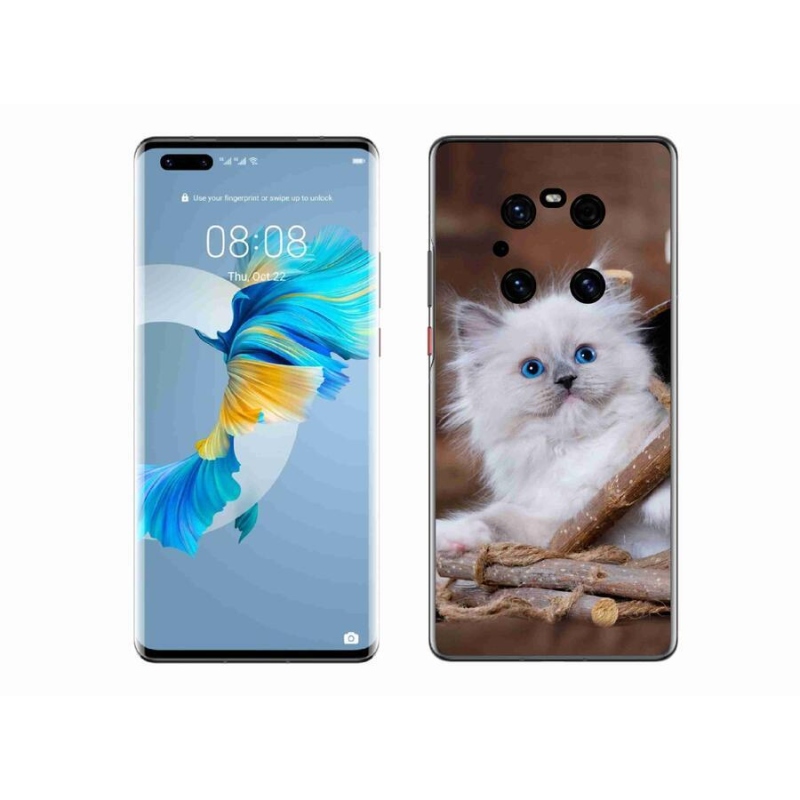 Gélový kryt mmCase na mobil Huawei Mate 40 Pro - biele mačiatko