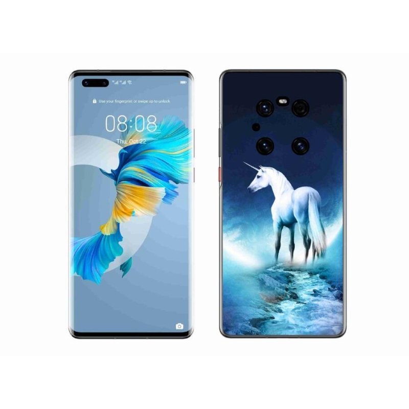 Gélový kryt mmCase na mobil Huawei Mate 40 Pro - biely jednorožec