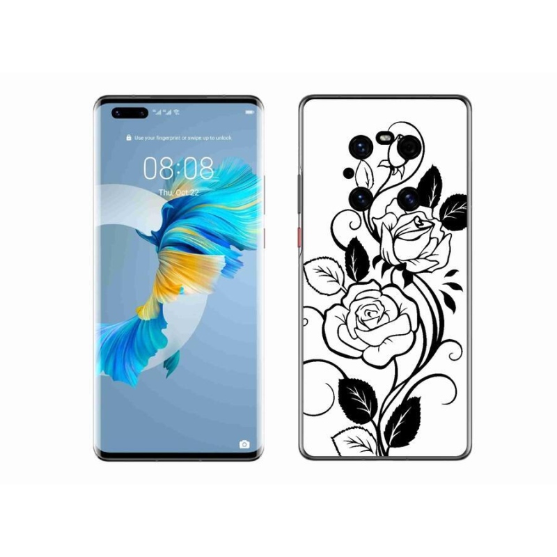 Gélový kryt mmCase na mobil Huawei Mate 40 Pro - čiernobiela ruža