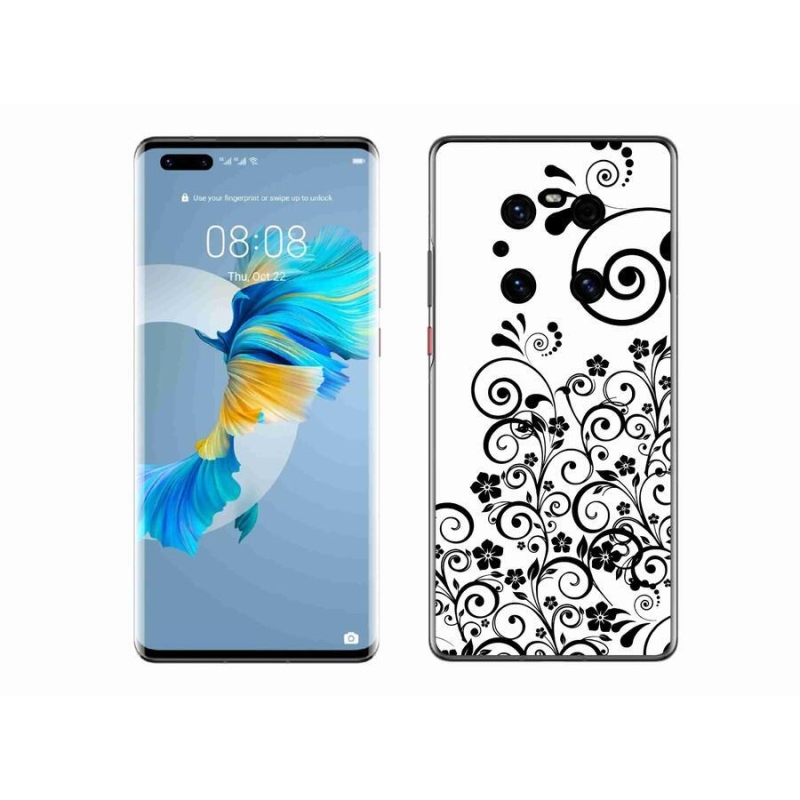 Gélový kryt mmCase na mobil Huawei Mate 40 Pro - čiernobiele kvetinové vzory