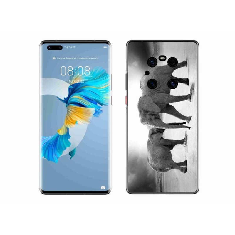 Gélový kryt mmCase na mobil Huawei Mate 40 Pro - čiernobieli slony