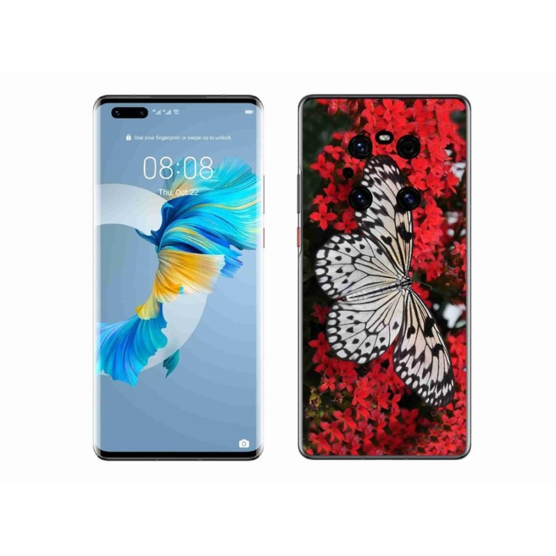 Gélový kryt mmCase na mobil Huawei Mate 40 Pro - čiernobiely motýľ 1