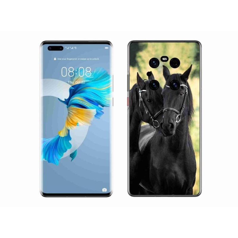 Gélový kryt mmCase na mobil Huawei Mate 40 Pro - dva čierne kone