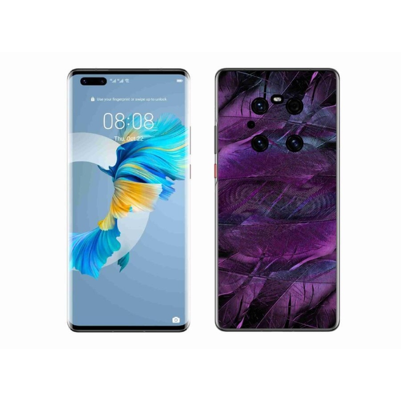 Gélový kryt mmCase na mobil Huawei Mate 40 Pro - fialová pierka