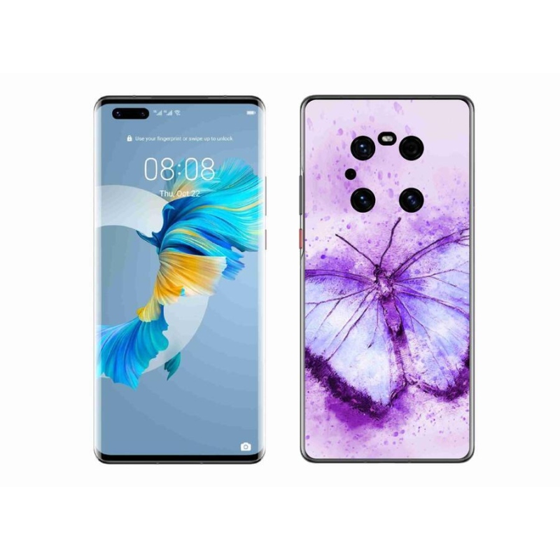 Gélový kryt mmCase na mobil Huawei Mate 40 Pro - fialový motýľ