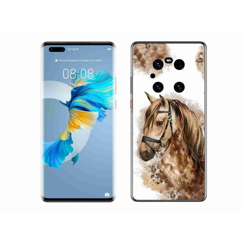 Gélový kryt mmCase na mobil Huawei Mate 40 Pro - hnedý kreslený kôň