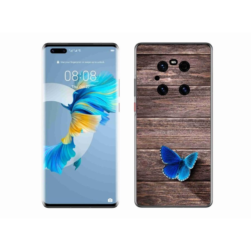 Gélový kryt mmCase na mobil Huawei Mate 40 Pro - modrý motýľ 1