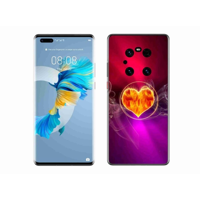 Gélový kryt mmCase na mobil Huawei Mate 40 Pro - ohnivé srdce