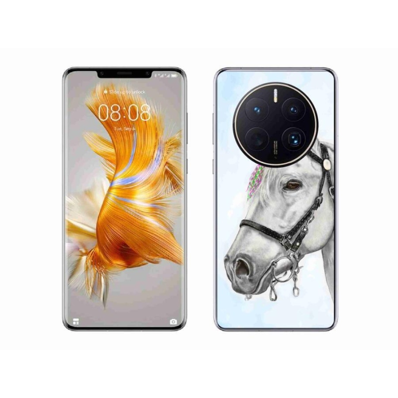 Gélový kryt mmCase na mobil Huawei Mate 50 Pro - biely kôň 1