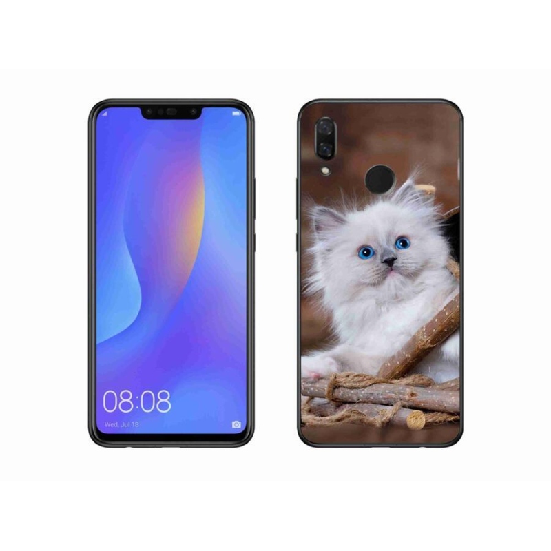 Gélový kryt mmCase na mobil Huawei Nova 3 - biele mačiatko