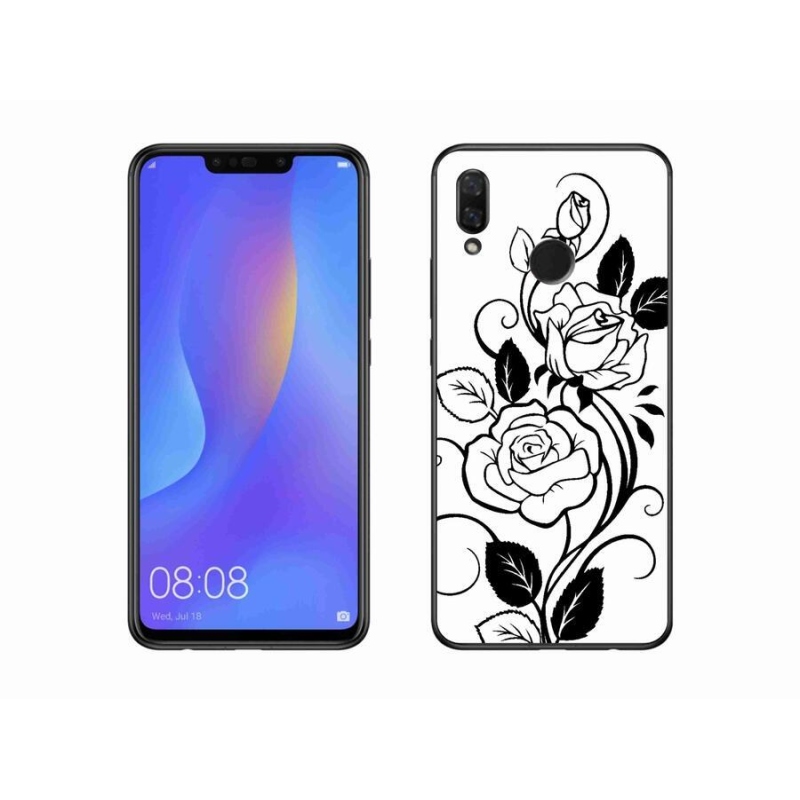 Gélový kryt mmCase na mobil Huawei Nova 3 - čiernobiela ruža