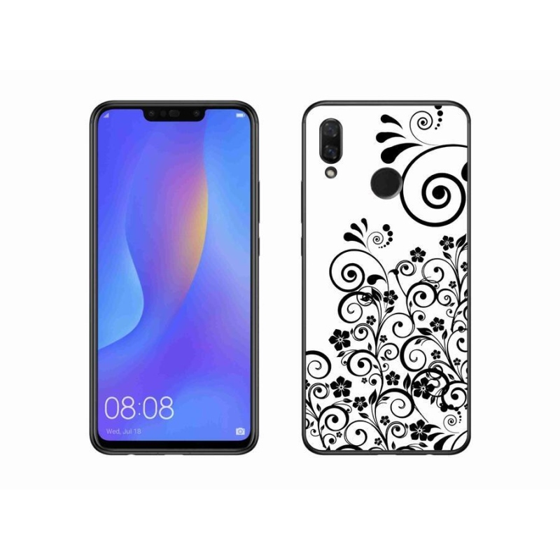 Gélový kryt mmCase na mobil Huawei Nova 3 - čiernobiele kvetinové vzory