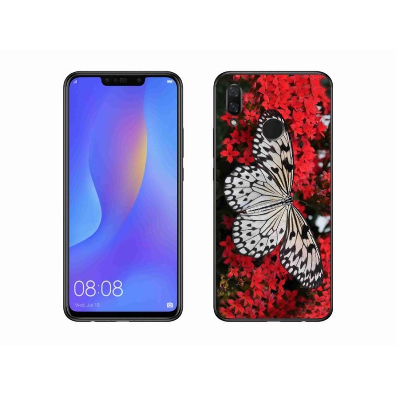 Gélový kryt mmCase na mobil Huawei Nova 3 - čiernobiely motýľ 1