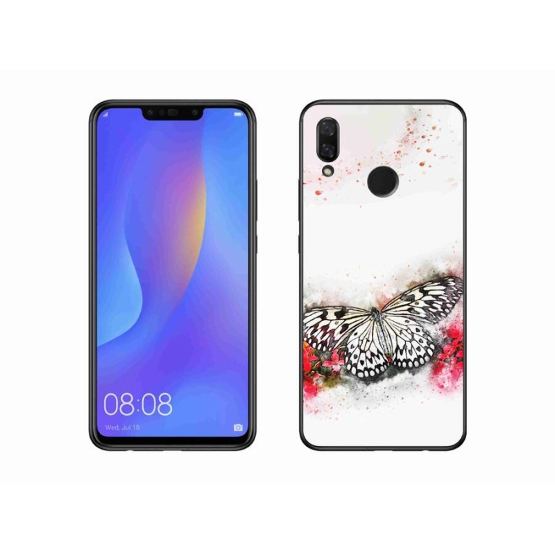 Gélový kryt mmCase na mobil Huawei Nova 3 - čiernobiely motýľ