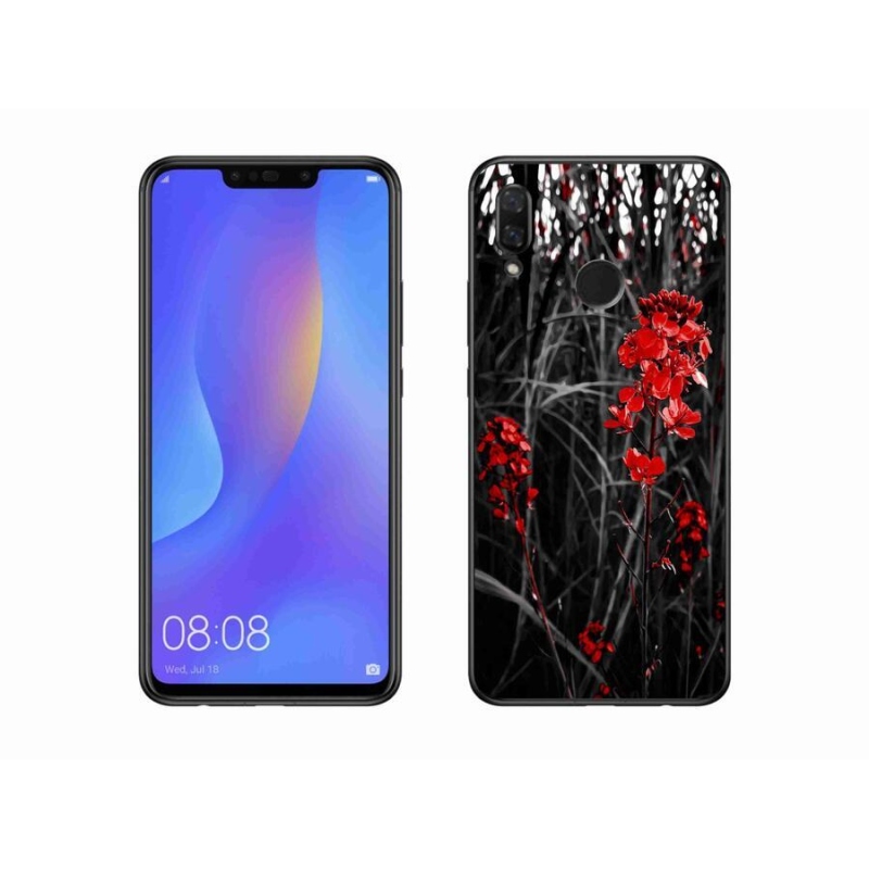 Gélový kryt mmCase na mobil Huawei Nova 3 - červená rastlina