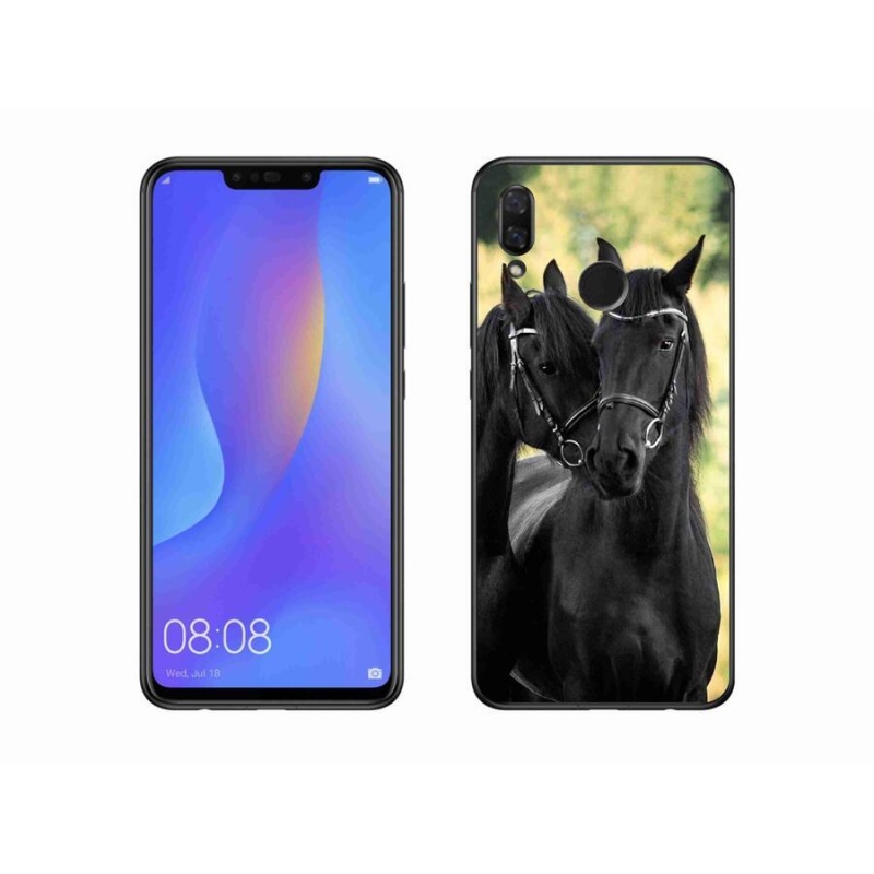 Gélový kryt mmCase na mobil Huawei Nova 3 - dva čierne kone