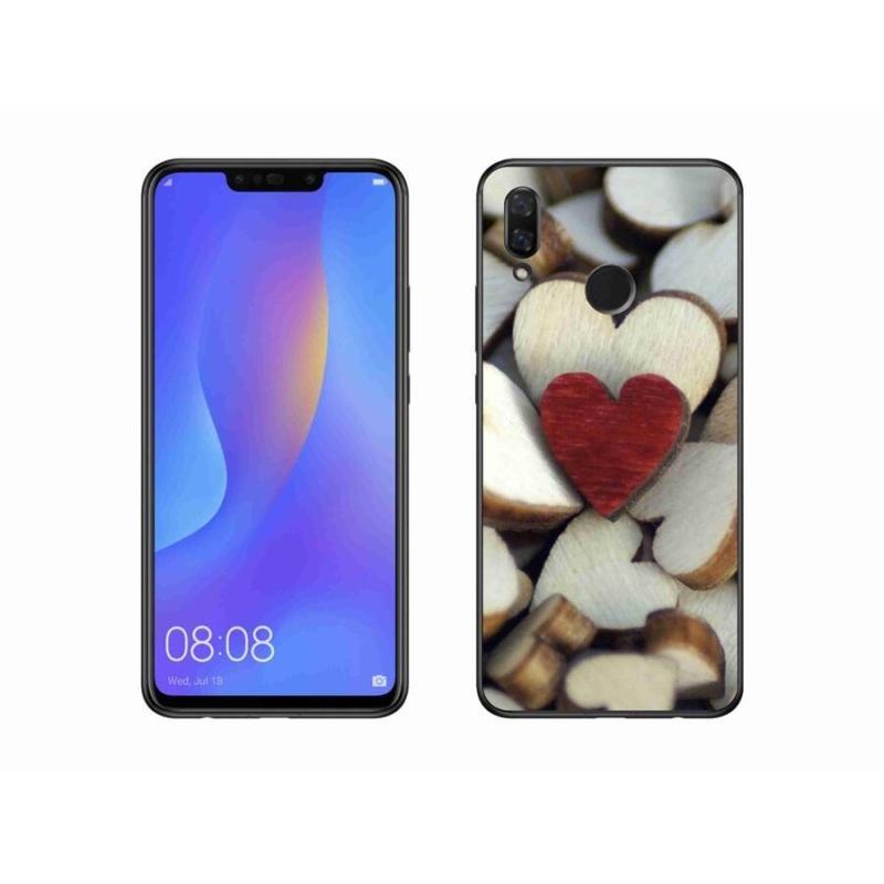 Gélový kryt mmCase na mobil Huawei Nova 3 - gravírované červené srdce