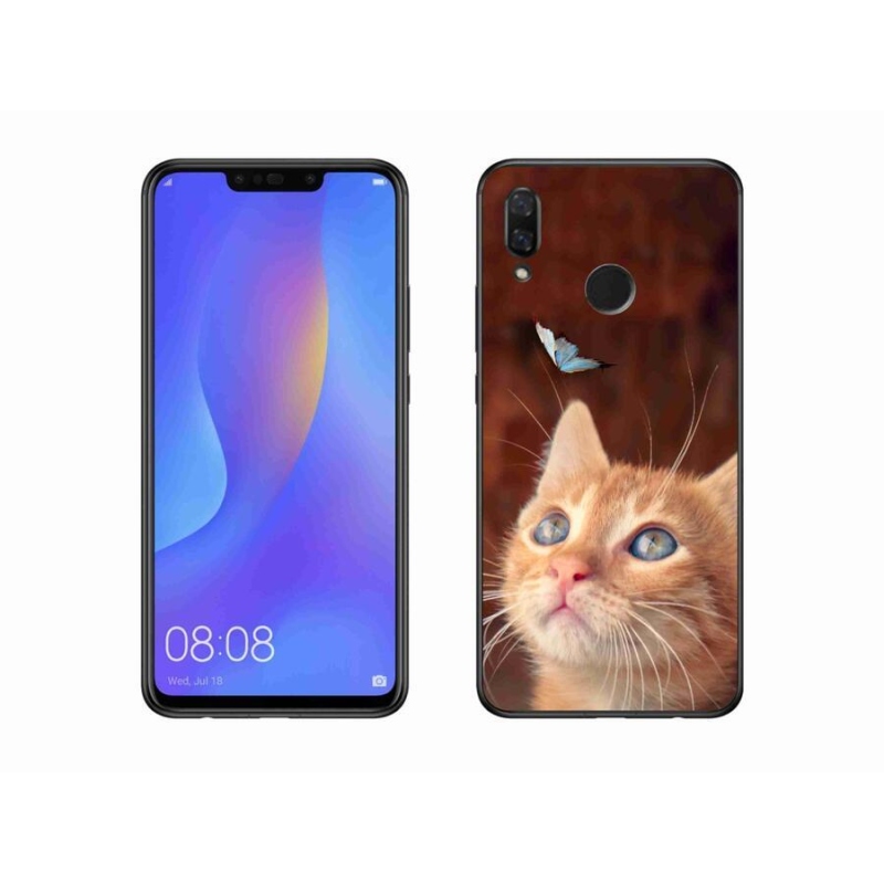 Gélový kryt mmCase na mobil Huawei Nova 3 - motýľ a mačiatko