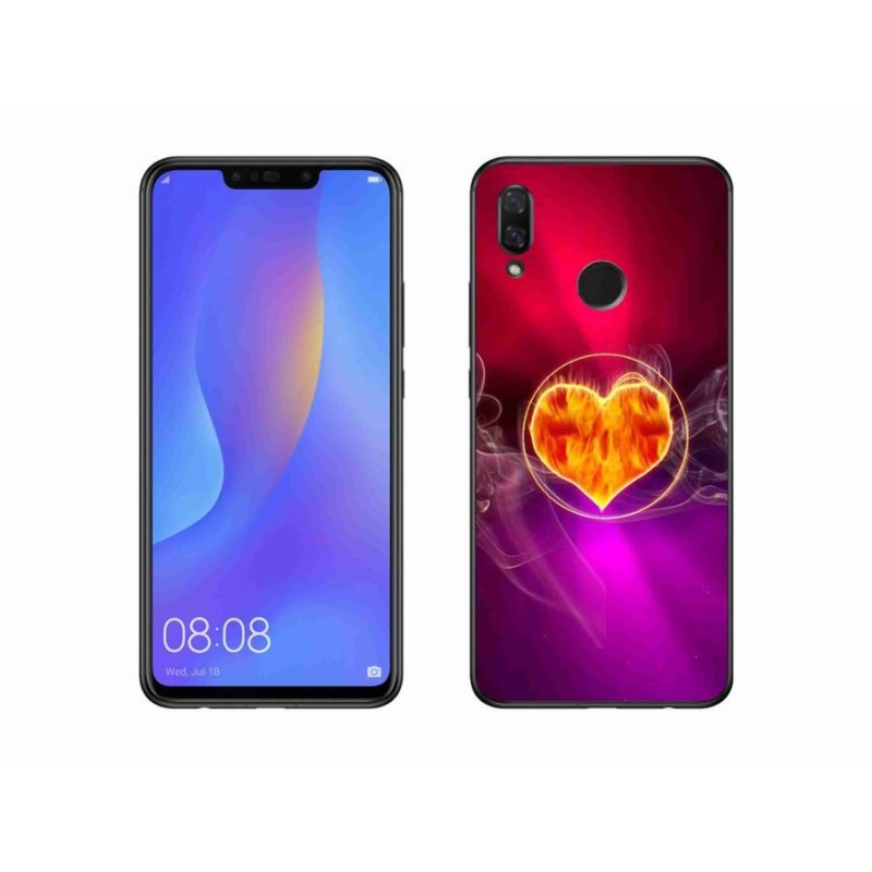 Gélový kryt mmCase na mobil Huawei Nova 3 - ohnivé srdce