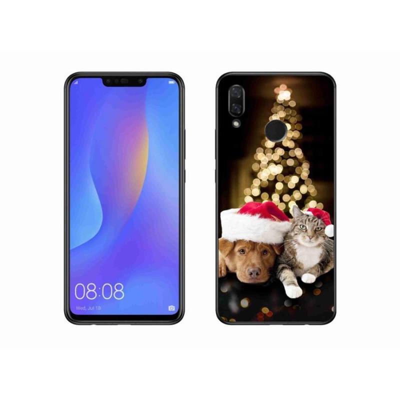 Gélový kryt mmCase na mobil Huawei Nova 3 - vianočný pes a mačka