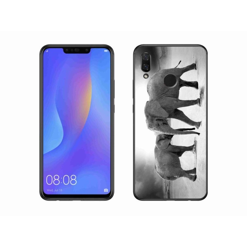 Gélový kryt mmCase na mobil Huawei Nova 3i - černobiele slony