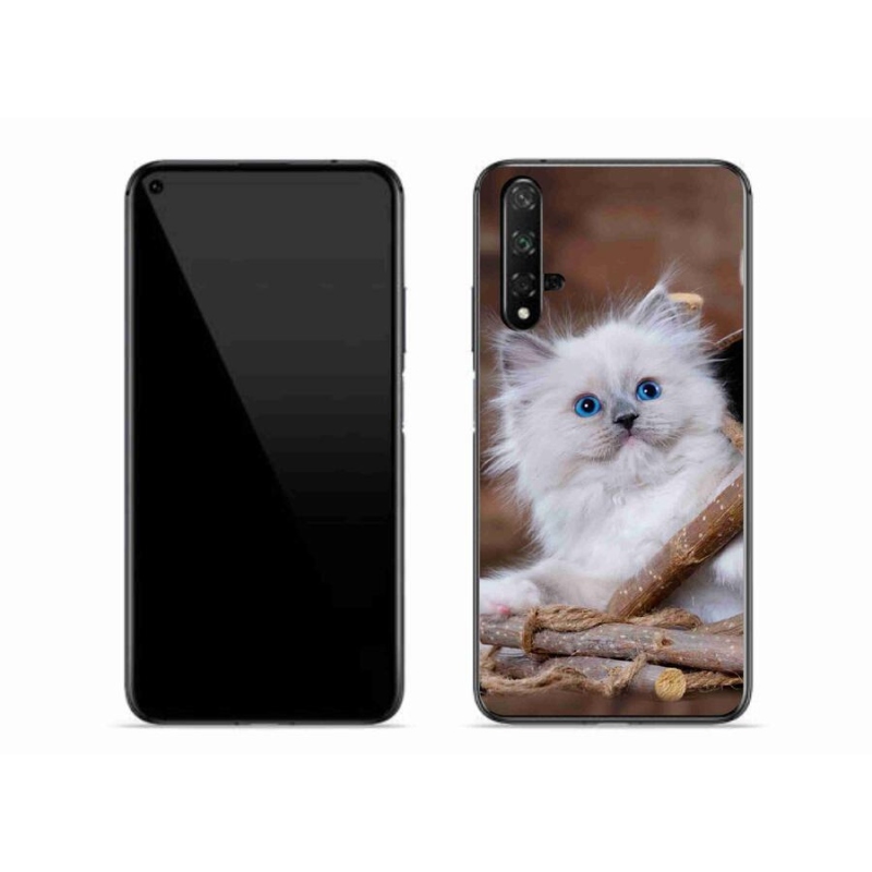 Gélový kryt mmCase na mobil Huawei Nova 5T - biele mačiatko