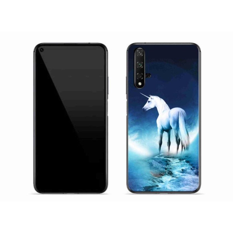 Gelový kryt mmCase na mobil Huawei Nova 5T - bílý jednorožec