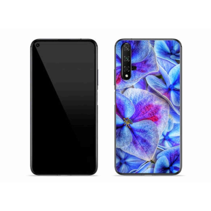 Gélový kryt mmCase na mobil Huawei Nova 5T - modré kvety 1