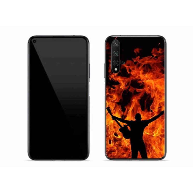 Gélový kryt mmCase na mobil Huawei Nova 5T - muzikant a oheň