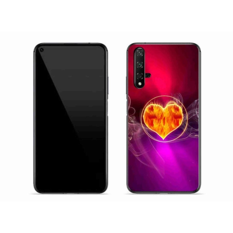 Gélový kryt mmCase na mobil Huawei Nova 5T - ohnivé srdce