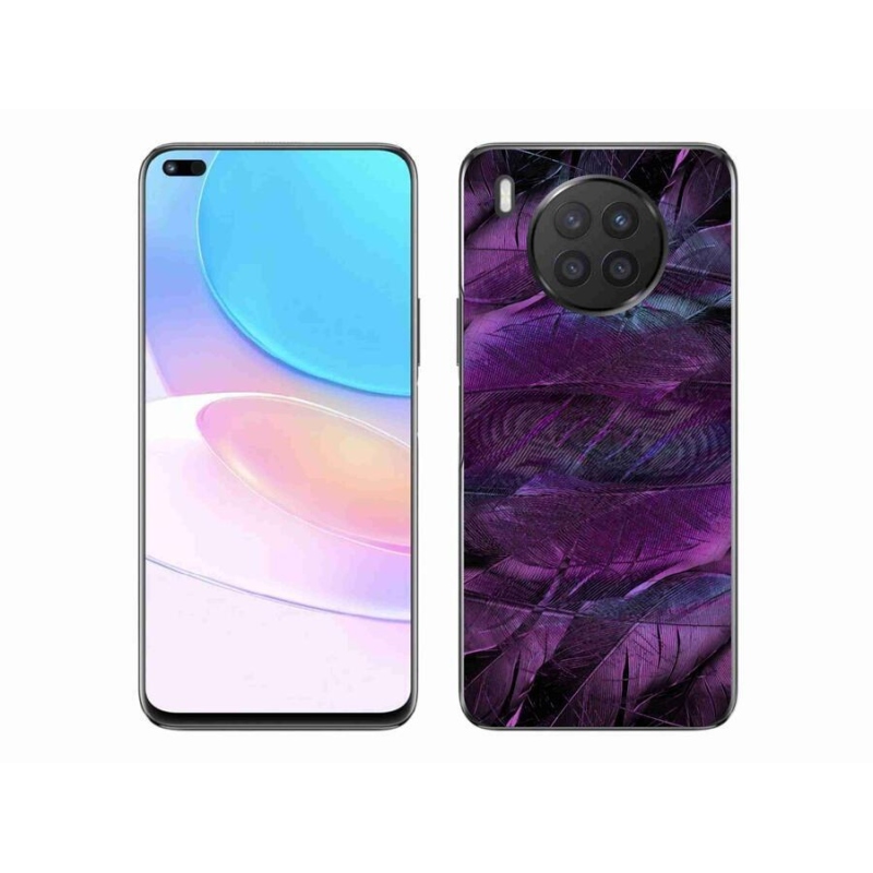 Gélový kryt mmCase na mobil Huawei Nova 8i - fialové pierka