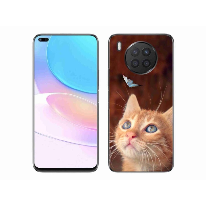 Gélový kryt mmCase na mobil Huawei Nova 8i - motýľ a mačiatko