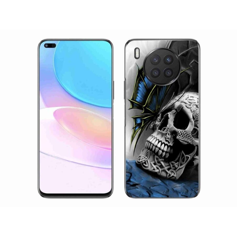 Gélový kryt mmCase na mobil Huawei Nova 8i - motýľ a lebka